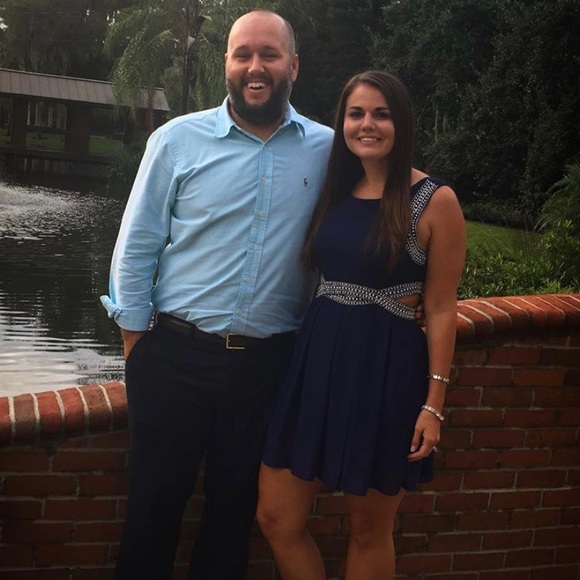 TNFC cutout waist navy dress - Picture 3 of 3